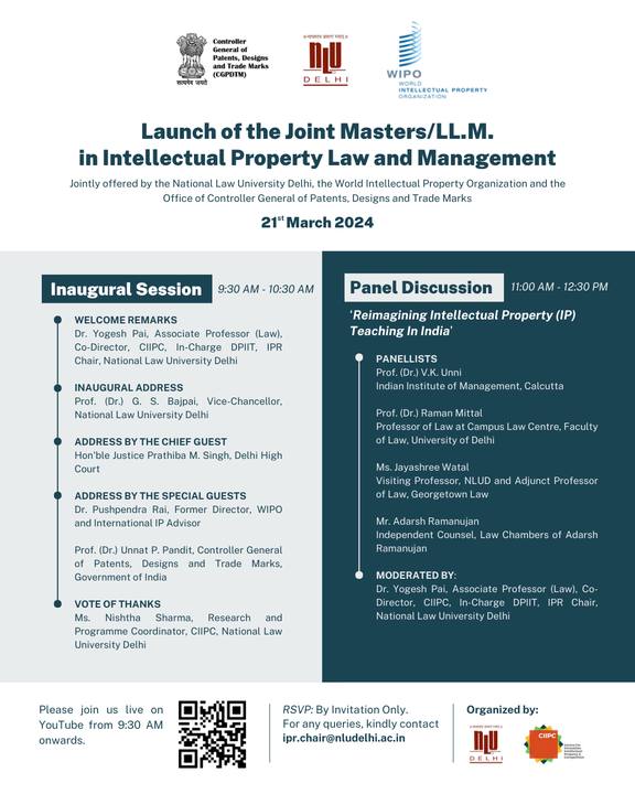 Plate IV of X, from the record of Launch of the WIPO–NLUD–IPO Joint Masters/LL.M. in IP Law and Management